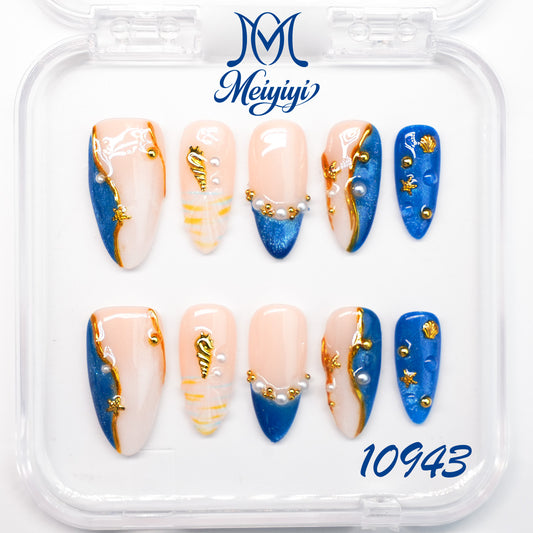 10943-MYY's designer original high-end design customized luxury hand-painted wearable nail art
