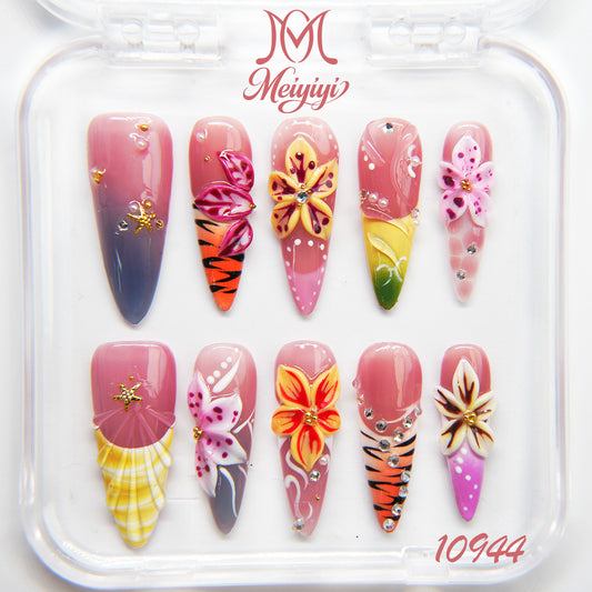 10944-MYY's designer original high-end design customized luxury hand-painted wearable nail art