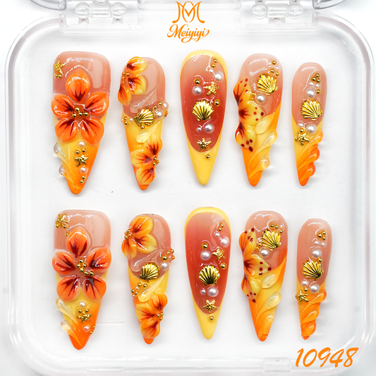 10948-MYY's designer original high-end design customized luxury hand-painted wearable nail art