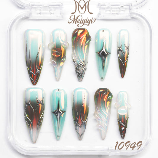 10949-MYY's designer original high-end design customized luxury hand-painted wearable nail art