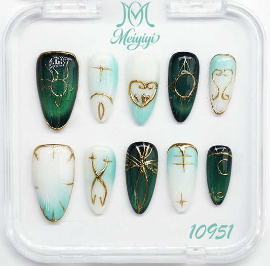 10951-MYY's designer original high-end design customized luxury hand-painted wearable nail art