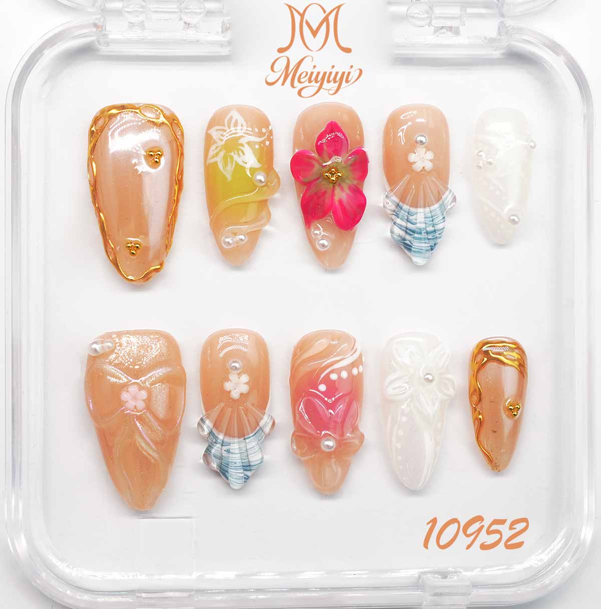 10952-MYY's designer original high-end design customized luxury hand-painted wearable nail art