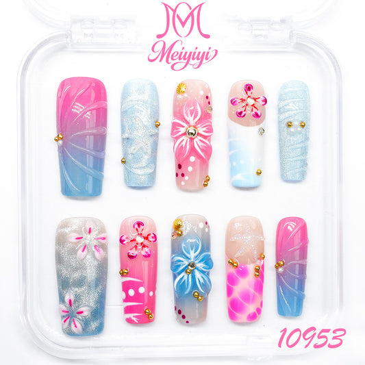 10953-MYY's designer original high-end design customized luxury hand-painted wearable nail art