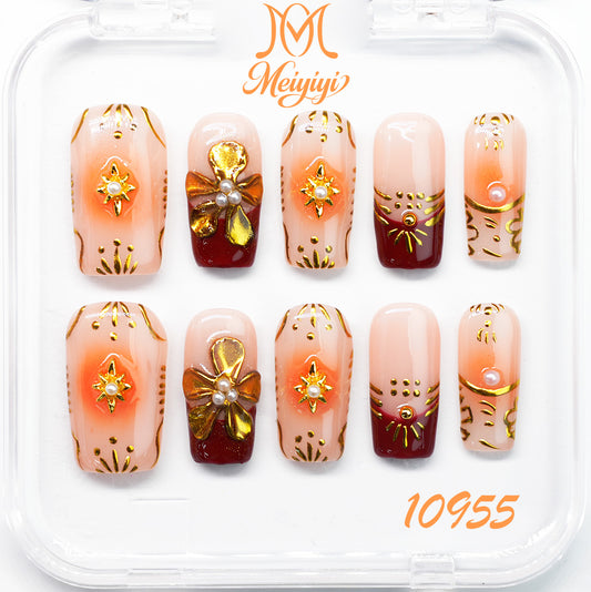 10955-MYY's designer original high-end design customized luxury hand-painted wearable nail art