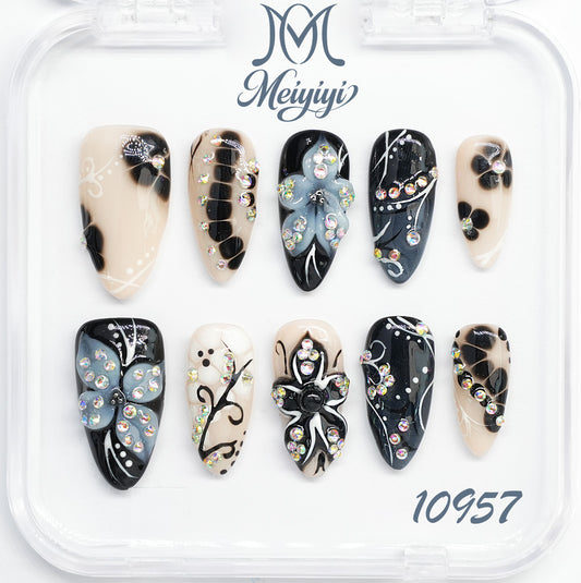 10957-MYY's designer original high-end design customized luxury hand-painted wearable nail art