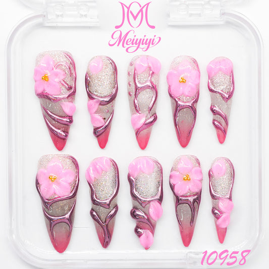 10958-MYY's designer original high-end design customized luxury hand-painted wearable nail art