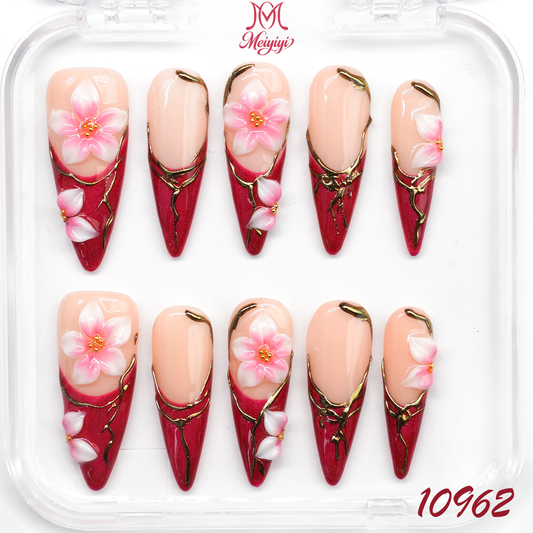 10962-MYY's designer original high-end design customized luxury hand-painted wearable nail art