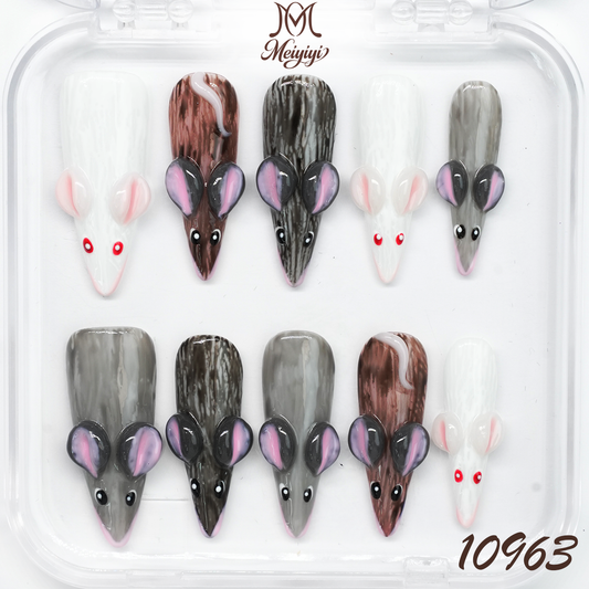10963-MYY's designer original high-end design customized luxury hand-painted wearable nail art