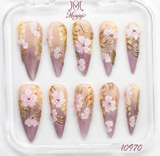 10970-MYY's designer original high-end design customized luxury hand-painted wearable nail art