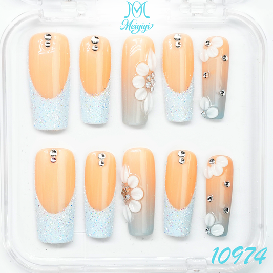 10974-MYY's designer original high-end design customized luxury hand-painted wearable nail art