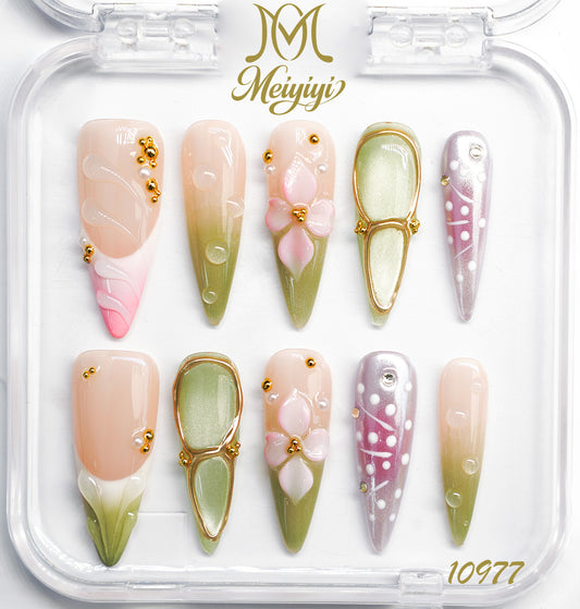 10977-MYY's designer original high-end design customized luxury hand-painted wearable nail art