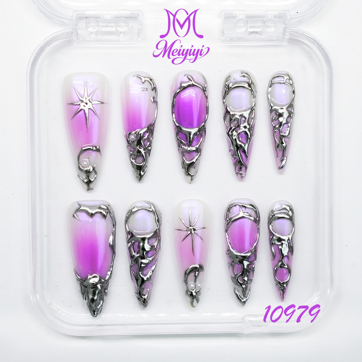 10979-MYY's designer original high-end design customized luxury hand-painted wearable nail art