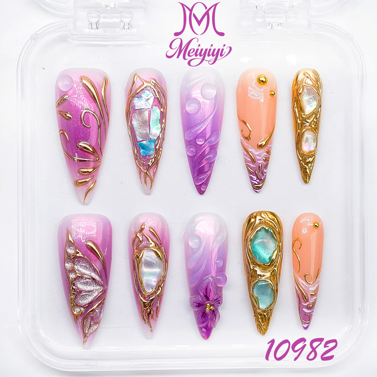 10982-MYY's designer original high-end design customized luxury hand-painted wearable nail art