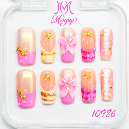 10986-MYY's designer original high-end design customized luxury hand-painted wearable nail art