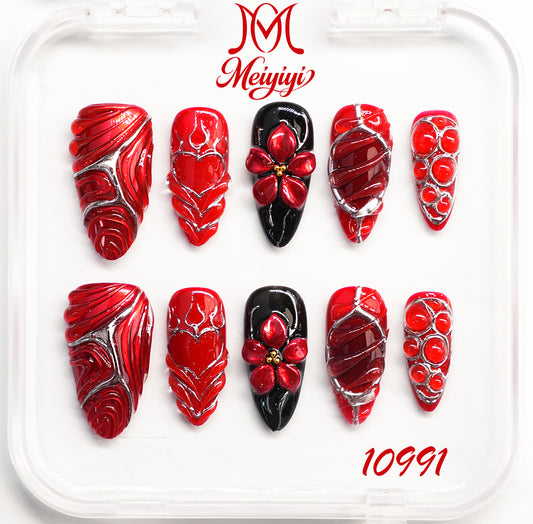10991-MYY's designer original high-end design customized luxury hand-painted wearable nail art