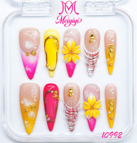 10992-MYY's designer original high-end design customized luxury hand-painted wearable nail art