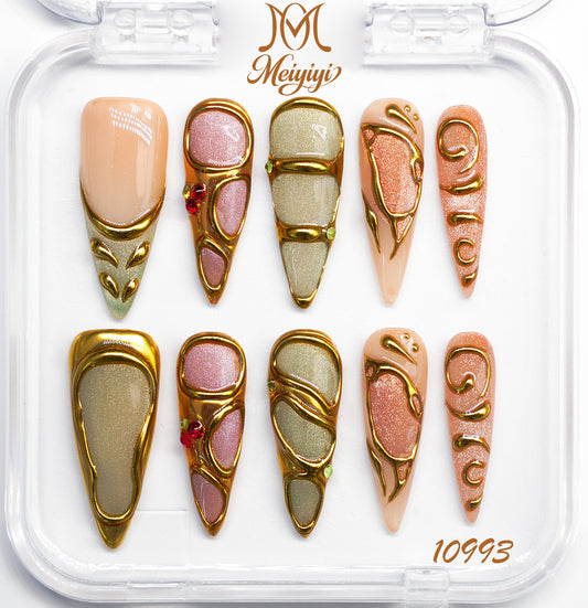 10993-MYY's designer original high-end design customized luxury hand-painted wearable nail art