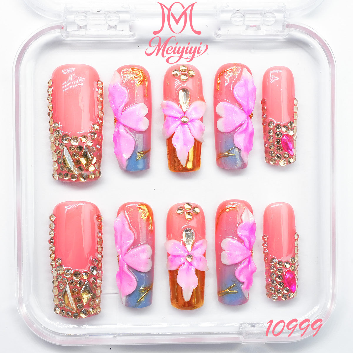 10999-MYY's designer original high-end design customized luxury hand-painted wearable nail art