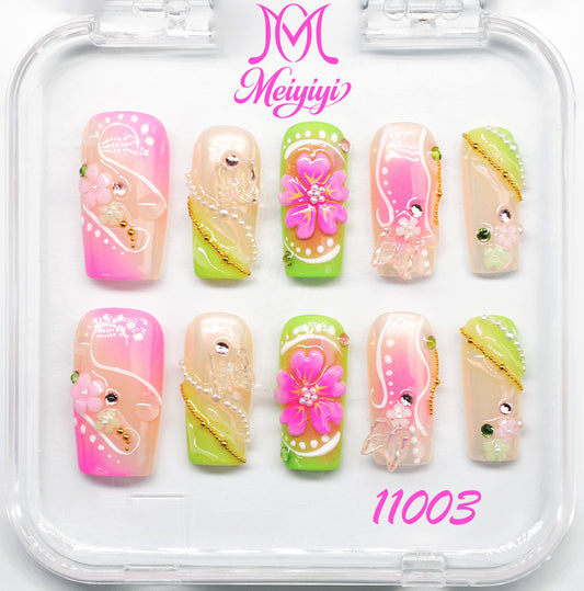 11003-MYY's designer original high-end design customized luxury hand-painted wearable nail art