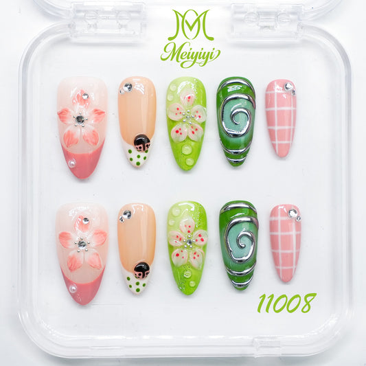 11008-MYY's designer original high-end design customized luxury hand-painted wearable nail art
