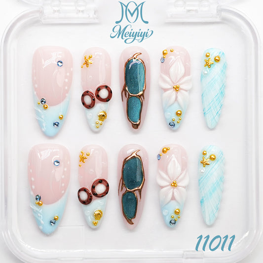 11011-MYY's designer original high-end design customized luxury hand-painted wearable nail art