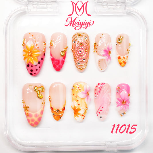 11015-MYY's designer original high-end design customized luxury hand-painted wearable nail art