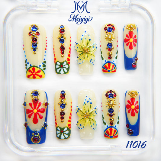 11016-MYY's designer original high-end design customized luxury hand-painted wearable nail art