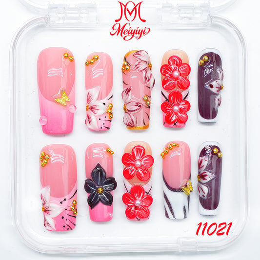 11021-MYY's designer original high-end design customized luxury hand-painted wearable nail art