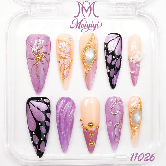 11026-MYY's designer original high-end design customized luxury hand-painted wearable nail art