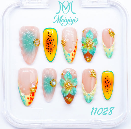 11028-MYY's designer original high-end design customized luxury hand-painted wearable nail art