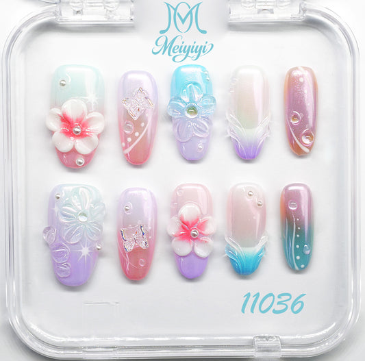 11036-MYY's designer original high-end design customized luxury hand-painted wearable nail art