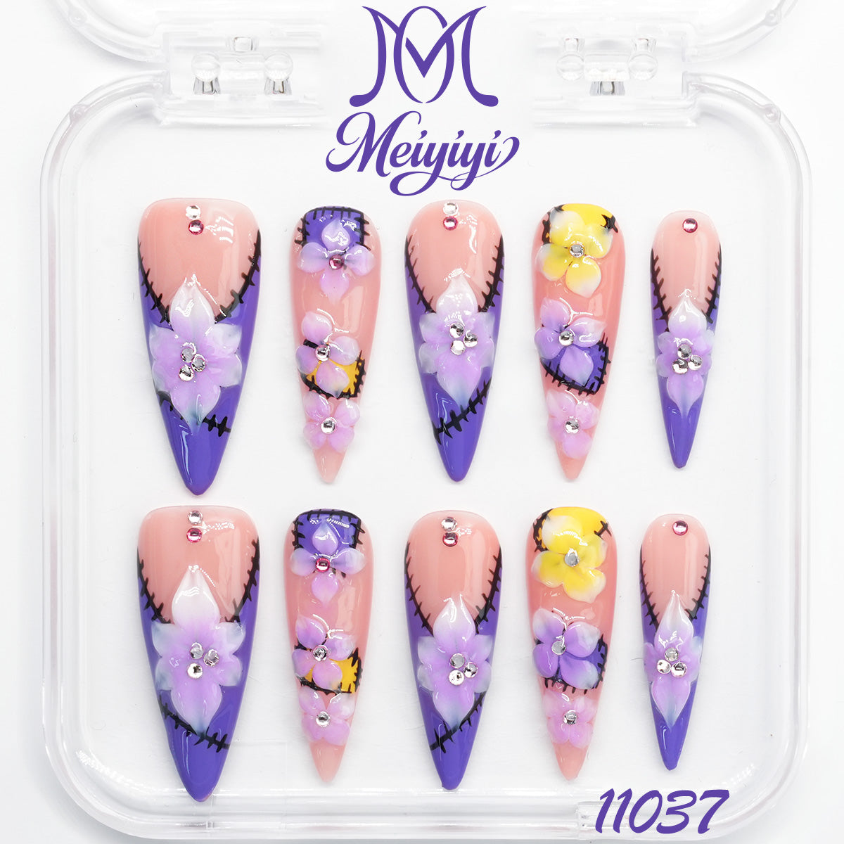11037-MYY's designer original high-end design customized luxury hand-painted wearable nail art