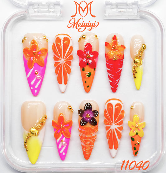 11040-MYY's designer original high-end design customized luxury hand-painted wearable nail art