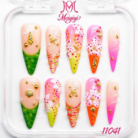 11041-MYY's designer original high-end design customized luxury hand-painted wearable nail art