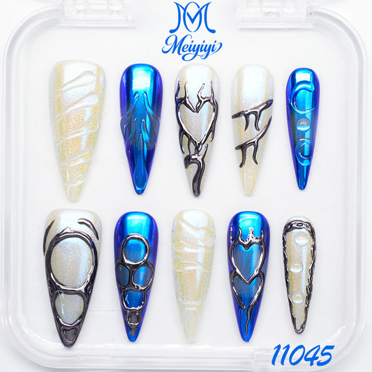 11045-MYY's designer original high-end design customized luxury hand-painted wearable nail art