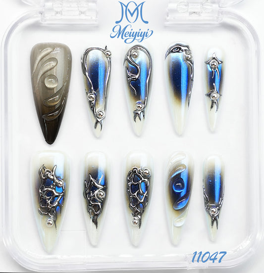 11047-MYY's designer original high-end design customized luxury hand-painted wearable nail art