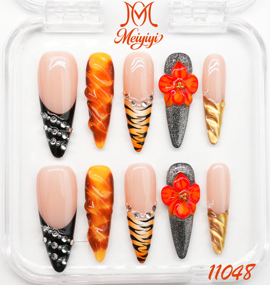 11048-MYY's designer original high-end design customized luxury hand-painted wearable nail art