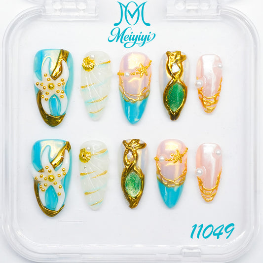 11049-MYY's designer original high-end design customized luxury hand-painted wearable nail art