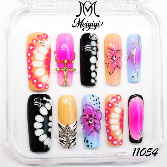 11054-MYY's designer original high-end design customized luxury hand-painted wearable nail art