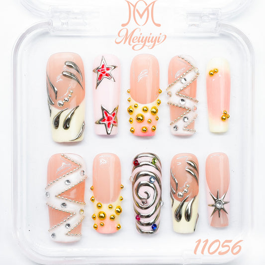 11056-MYY's designer original high-end design customized luxury hand-painted wearable nail art