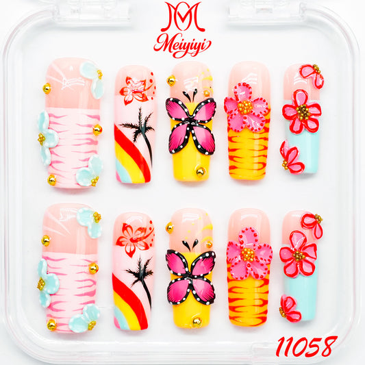 11058-MYY's designer original high-end design customized luxury hand-painted wearable nail art