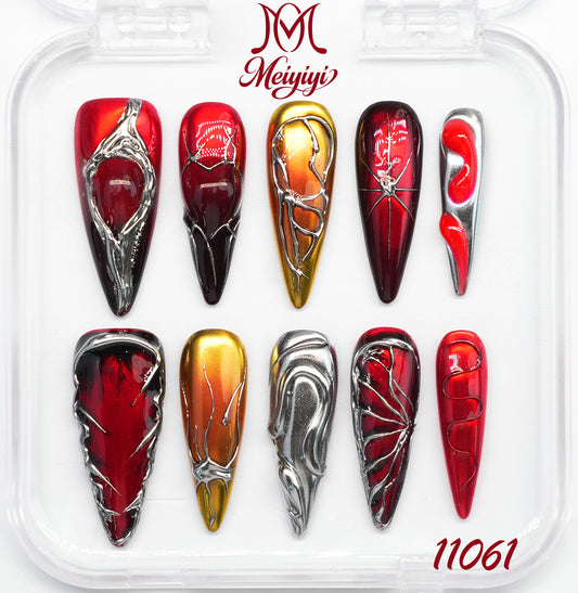 11061-MYY's designer original high-end design customized luxury hand-painted wearable nail art