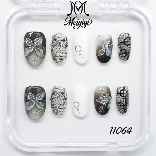 11064-MYY's designer original high-end design customized luxury hand-painted wearable nail art