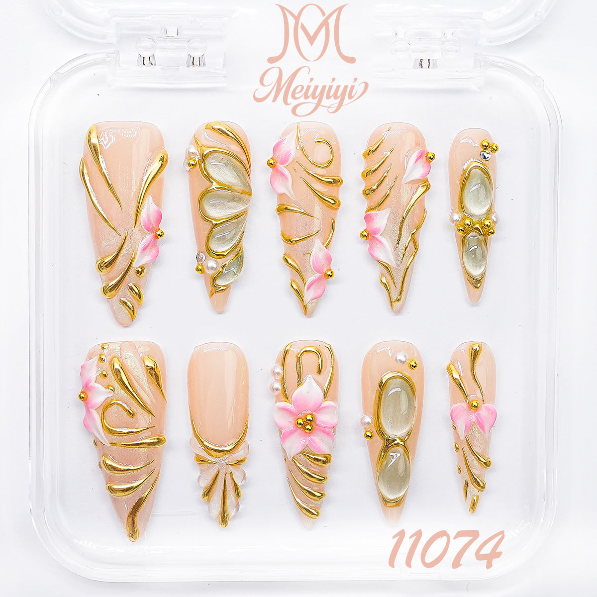 11074-MYY's designer original high-end design customized luxury hand-painted wearable nail art