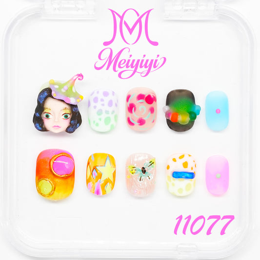 11077-MYY's designer original high-end design customized luxury hand-painted wearable nail art