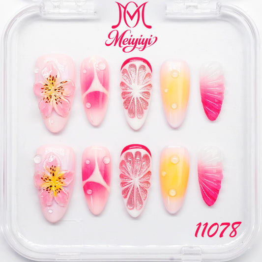 11078-MYY's designer original high-end design customized luxury hand-painted wearable nail art