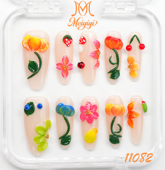 11082-MYY's designer original high-end design customized luxury hand-painted wearable nail art