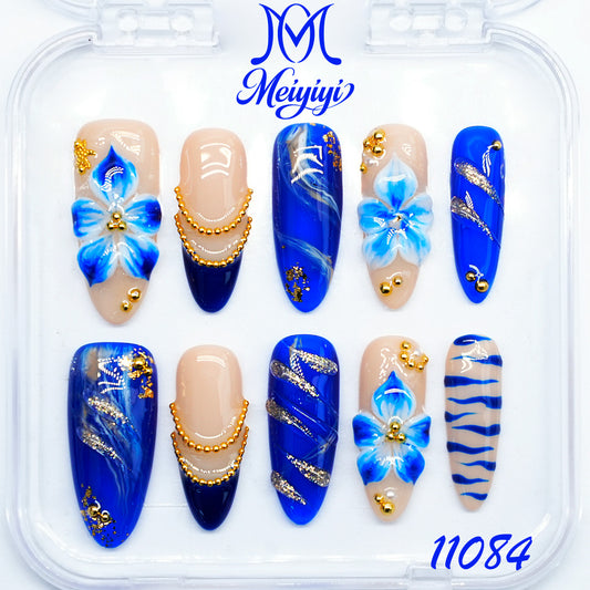 11084-MYY's designer original high-end design customized luxury hand-painted wearable nail art