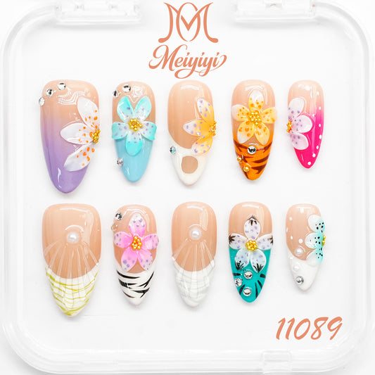 11089-MYY's designer original high-end design customized luxury hand-painted wearable nail art
