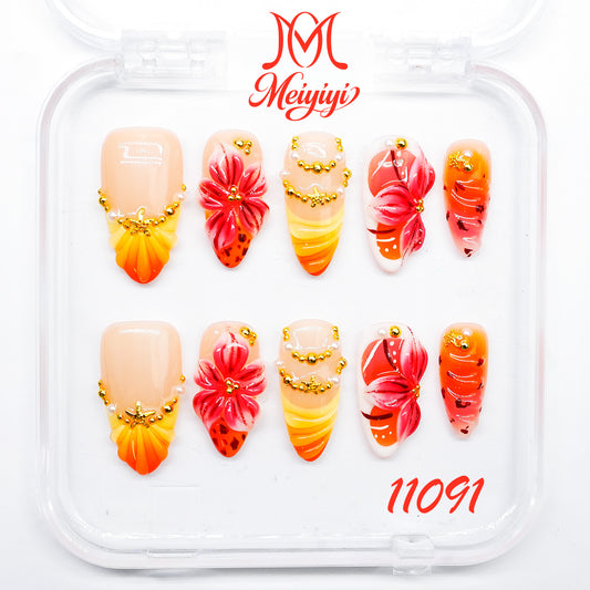 11091-MYY's designer original high-end design customized luxury hand-painted wearable nail art